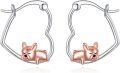 wholesale 925 Sterling Silver French Bulldog Heart Hoop Earrings Gift for Women-0-0