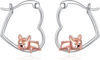 wholesale 925 Sterling Silver French Bulldog Heart Hoop Earrings Gift for Women-French Bulldog