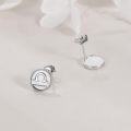 wholesale 925 Sterling Silver Libra White Opal Zodiac Constellation Stud Earrings 8mm-0-3