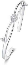 wholesale 925 Sterling Silver Infinity Knot Bar Bangle with Cubic Zirconia - Elegant  for Women-0-0