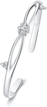 wholesale 925 Sterling Silver Infinity Knot Bar Bangle with Cubic Zirconia - Elegant  for Women-infinity
