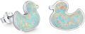 wholesale 925 Sterling Silver Opal Duck Stud Earrings - Hypoallergenic and Adorable Gift for Women & Girls-0-0
