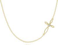 wholesale 14K Gold Metal Sideways Cross Necklace with Diamond Accent for Women-14k Yellow Gold Celtic