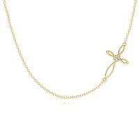 wholesale 14K Gold Metal Sideways Cross Necklace with Diamond Accent for Women-14k Yellow Gold Celtic