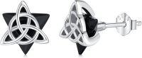 wholesale 925 Sterling Silver Black Onyx Celtic Knot Stud Earrings with Eye of Providence Design-Celtic