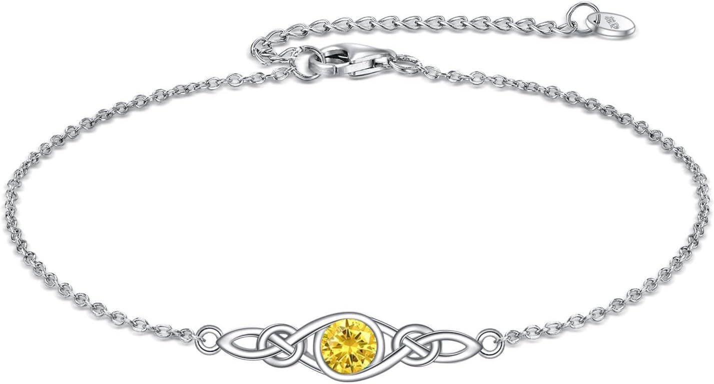 wholesale Sterling Silver Celtic Knot Bracelet w Mustard Seed Moonstone Birthstone-B-11-November