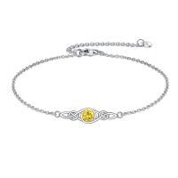 wholesale 925 Sterling Silver Celtic Knot Bracelet w Mustard Seed Moonstone Birthstone-B-11-November