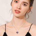 wholesale 925 Sterling Silver Purple Cubic Zirconia Heart Mom I Love You Pendant Necklace-0-5