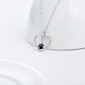 wholesale 14K Gold Black Enamel Dog Cat Paw Print Heart Pendant Necklace 17 Chain-0-1