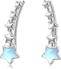 wholesale 925 Sterling Silver Star & Moon Studs Hoop Earrings for Women Girls -Stars