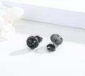wholesale 925 Sterling Silver Round Black Onyx Stud Earrings - Hypoallergenic Punk Gothic Jewelry for Women and Men-0-8