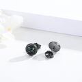 wholesale 925 Sterling Silver Round Black Onyx Stud Earrings - Hypoallergenic Punk Gothic Jewelry for Women and Men-0-8