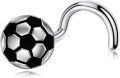wholesale Sterling Silver Sports Nose Piercing Jewelry 18g Ball Corkscrew Nose Ring for Men Women-0-0