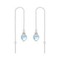 wholesale 925 Sterling Silver Celtic Knot Heart Threader Earrings w 12 Birthstones-6-June-Moonstone