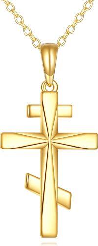 wholesale 14K Gold Small Cross Pendant Necklaces for Women - Minimalist Religious s-Orthodox Cross