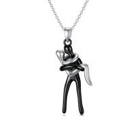 wholesale 925 Sterling Silver Black and White Angel Hug Pendant Necklaces for Women Valentines Gifts-A2-Cross Hug