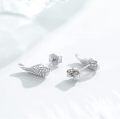 wholesale 925 Sterling Silver Angel Wings Earrings w/Crystal Accents for Women & Men-0-1