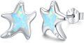 wholesale 925 Sterling Silver Synthetic Opal Starfish Stud Earrings - Hypoallergenic Beach -0-0