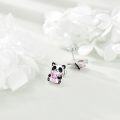 wholesale 925 Sterling Silver Panda Heart Stud Earrings Adorable Animal  for Women Girls-0-2