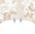 wholesale 925 Sterling Silver Blue Moonstone Rabbit Stud Earrings for Women Girls -0-3
