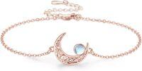 wholesale 925 Sterling Silver Moonstone Birthstone Moon Bracelet Butterfly Dragonfly Celtic Jewelry for Women-Moonstone-Rose Gold