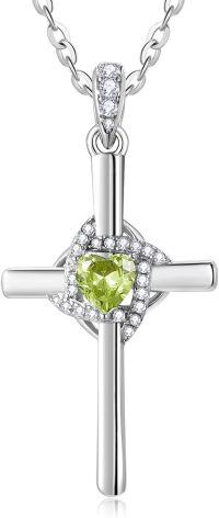 wholesale 925 Sterling Silver White Gold Plated Infinity Cross Birthstone Pendant Jewelry for Women-08-Aug Birthstone