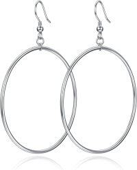 wholesale Gold Sterling Silver Rose Gold Plated Large Hoop Drop Earrings 40 mm-80mm silver
