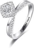 wholesale TOUPOP Personalized Moissanite Rings For Women Promise Rings For Her D Color Vvs1 Clarity Lab Created Diamond 925 Sterling Silver 18k White Gold Plated Wedding Engagement Rings Gift For Wife Fiancee -0-0