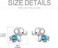 wholesale 925 Sterling Silver 12 Birthstones Elephant Earrings for Women Gift-0-3