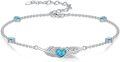 wholesale  Sterling Silver Genuine Heart Turquoise Bracelet Jewelry Gift for Women ( )-0-15