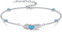 wholesale  Sterling Silver Genuine Heart Turquoise Bracelet Jewelry Gift for Women ( )-Heart+Feather