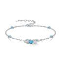 wholesale 925 Sterling Silver Heart-Shaped Turquoise and Cubic Zirconia Adjustable Bolo Bracelet for Women's Gifts-0-15