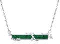 wholesale 925 Sterling Silver Emerald Leaf Bar Necklace - Elegant  for Her-0-0