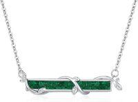 wholesale 925 Sterling Silver Emerald Leaf Bar Necklace - Elegant  for Her-E-Malachite