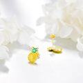 wholesale 925 Sterling Silver Yellow Enamel Pineapple Stud Earrings - Fun Fruit Jewelry for Women and Girls-0-3