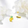 wholesale 925 Sterling Silver Fun And Playful Yellow And Green Pineapple Dangle Earrings With Enamel Detail For Everyday Wear Trendy Fashion Jewelry Accessory-0-3