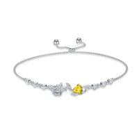 wholesale 925 Sterling Silver Rose Flower Birthstone Bolo Bracelet for Women-11-November-Citrine
