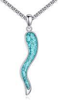 wholesale 925 Sterling Silver Turquoise Italian Horn Shaped Pendant Necklace-0-0