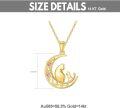 wholesale 14K Gold Crescent Moon with Cats and Purple Stones Pendant Necklace for Women - 18 Chain Length-0-2
