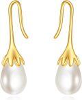 wholesale 14K Gold Freshwater Pearl Teardrop Hook Earrings for Women Anniversary Gift-0-0