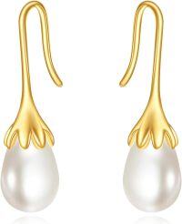 wholesale 14K Gold Freshwater Pearl Teardrop Hook Earrings for Women Anniversary Gift-Pearl-A