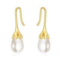 wholesale 14K Gold Freshwater Pearl Teardrop Hook Earrings for Women Anniversary Gift-Pearl-A