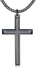 wholesale  Black Plated Mens Cross Pendant Necklace 24 Chain-0-0