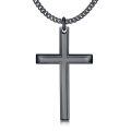 wholesale Copper Cross Pendant Necklace Black Gold Plated Curb Chain For Men Women-0-0