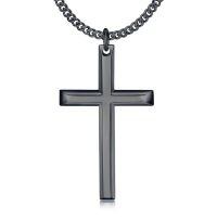 wholesale 925 Sterling Silver Black Cross Pendant Necklace-Black Gold