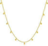 wholesale 14k Gold Tiny Ball Choker Necklace with 18k Gold Dangling Beads for Women 14-19 Inch  for Her-Yellow Gold gold