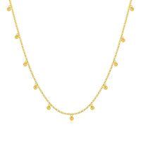 wholesale 14k Gold Dangling Ball Bead Station Chain Necklace For Women-Yellow Gold gold