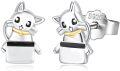 wholesale 925 Sterling Silver Cat Stud Earrings with Moon Heart for Women-0-0