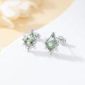 wholesale 925 Sterling Silver Natural Moss Agate Stud Earrings - Pear/Kite/Oval/Round/Cushion Shaped - Vintage Jewelry for Women-0-4