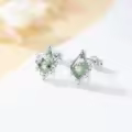 wholesale 925 Sterling Silver Natural Moss Agate Stud Earrings Wholesale - Pear/Kite/Oval/Round/Cushion Shaped - Vintage Jewelry for Women-0-4